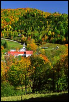 East Topsham village with fall foliage. Vermont, New England, USA (color)