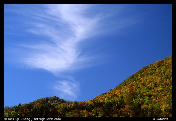 Hills in fall colors and cloud, Green Mountains. Vermont, New England, USA (color)