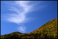 Hills in fall colors and cloud, Green Mountains. Vermont, New England, USA