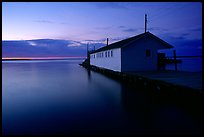 Lake Superior and wharf at dusk, Apostle Islands National Lakeshore. Wisconsin, USA (color)