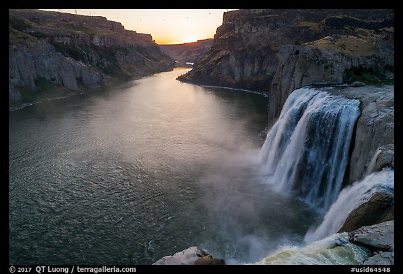 Shoshone Falls and Snake River at sunset. Idaho, USA (color)
