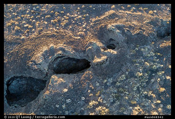 Aerial view of Kings Bowl. Craters of the Moon National Monument and Preserve, Idaho, USA (color)