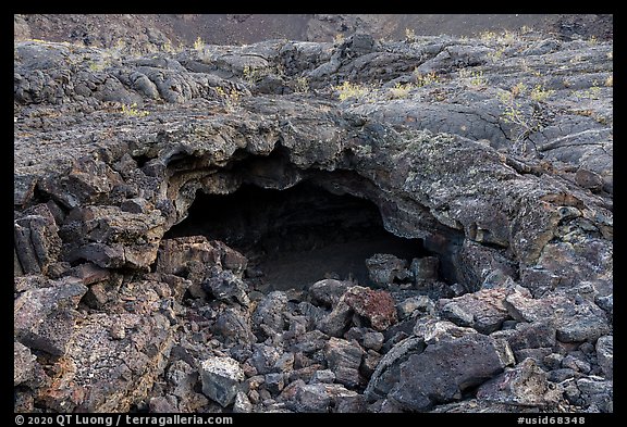 Entrance of lava tube. Craters of the Moon National Monument and Preserve, Idaho, USA (color)