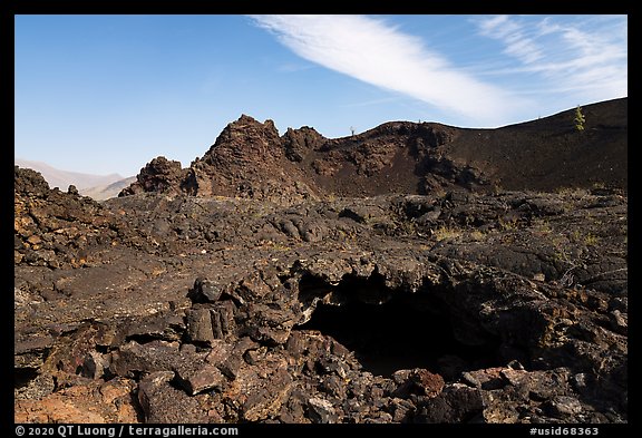 Lava tube opening inside North Crater. Craters of the Moon National Monument and Preserve, Idaho, USA (color)