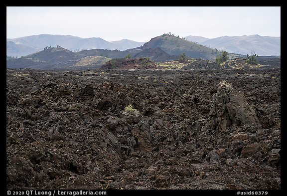 Field of broken lava near Broken Top. Craters of the Moon National Monument and Preserve, Idaho, USA (color)