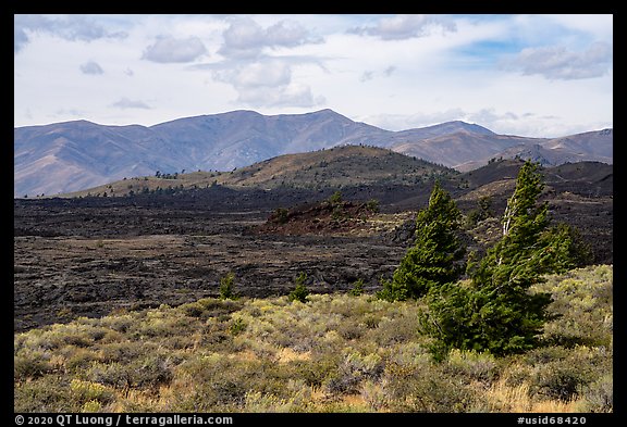 Blue Dragon Flow and Big Sink. Craters of the Moon National Monument and Preserve, Idaho, USA (color)