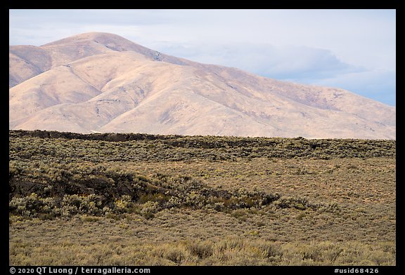 Little Park kipuka edge and Pioneer Mountains. Craters of the Moon National Monument and Preserve, Idaho, USA (color)