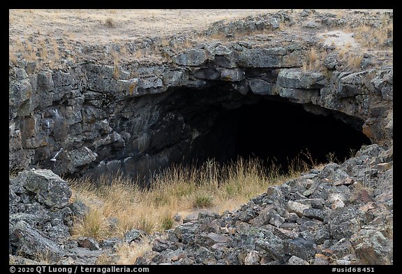 Bear Trap Cave entrance. Craters of the Moon National Monument and Preserve, Idaho, USA (color)
