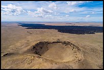 Aerial view of Bear Den Butte and Grassy Lava Flow. Craters of the Moon National Monument and Preserve, Idaho, USA ( color)