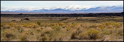 Laidlaw kapuka and Pioneer Mountains. Craters of the Moon National Monument and Preserve, Idaho, USA (Panoramic color)