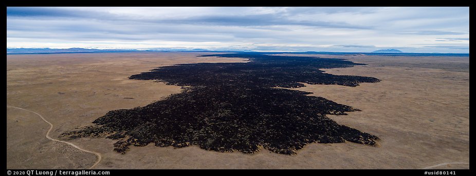 Aerial view of Grassy Lava Flow and Laidlaw kapuka. Craters of the Moon National Monument and Preserve, Idaho, USA (color)