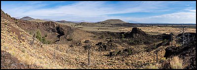 Echo Crater walls and Crescent Butte. Craters of the Moon National Monument and Preserve, Idaho, USA (Panoramic color)
