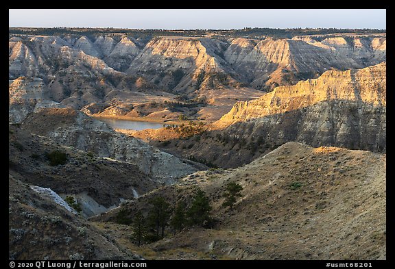 Rugged badlands surrouding Missouri River. Upper Missouri River Breaks National Monument, Montana, USA (color)