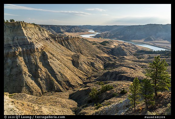 Badlands and Missouri River valley. Upper Missouri River Breaks National Monument, Montana, USA (color)