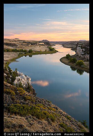Sunset over Missouri River from Burnt Butte. Upper Missouri River Breaks National Monument, Montana, USA (color)