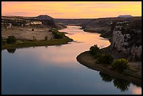 Missouri River from above at sunset. Upper Missouri River Breaks National Monument, Montana, USA ( color)