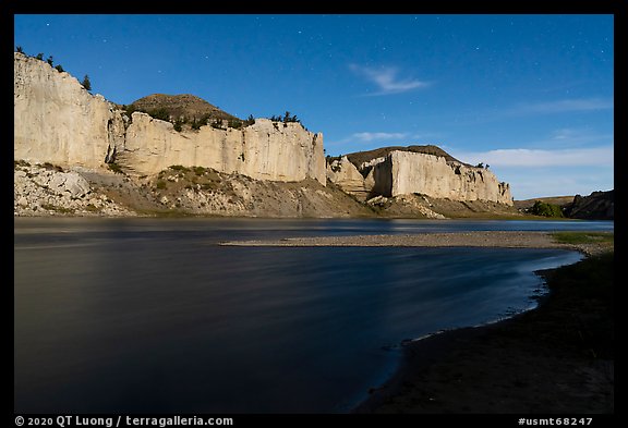 Moonlight over White cliffs. Upper Missouri River Breaks National Monument, Montana, USA (color)