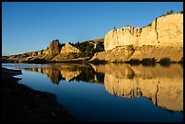 LaBarge Rock and white cliffs at sunrise. Upper Missouri River Breaks National Monument, Montana, USA ( color)