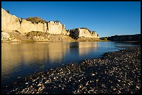 Sandstone white cliffs reflected in river. Upper Missouri River Breaks National Monument, Montana, USA ( color)