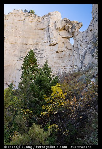 Sandstone wall with hole, Neat Coulee. Upper Missouri River Breaks National Monument, Montana, USA (color)