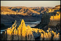Pinnacles from Hole-in-the-Wall at sunset. Upper Missouri River Breaks National Monument, Montana, USA ( color)