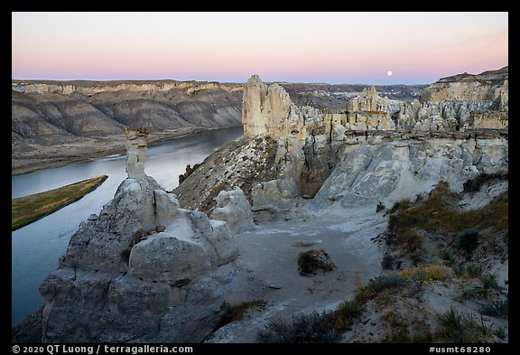 View from Hole-in-the-Wall at twilight. Upper Missouri River Breaks National Monument, Montana, USA (color)