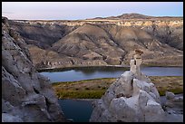 Sandstone spires and Missouri River. Upper Missouri River Breaks National Monument, Montana, USA ( color)