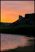 River and Hole-in-the-Wall, sunrise. Upper Missouri River Breaks National Monument, Montana, USA ( color)