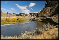 River bend and island near Valley of the Walls. Upper Missouri River Breaks National Monument, Montana, USA ( color)