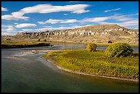 River island and sandstone spires. Upper Missouri River Breaks National Monument, Montana, USA ( color)