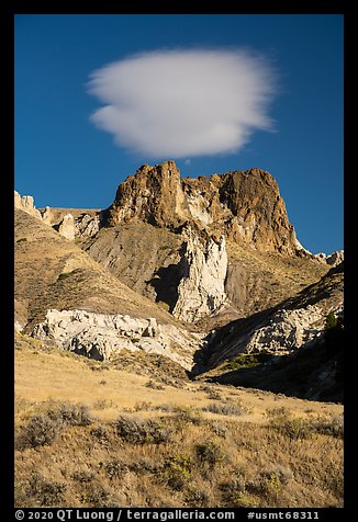 Archangel, Dark Butte, and cloud. Upper Missouri River Breaks National Monument, Montana, USA (color)