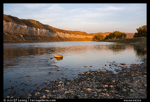 Cliffs at sunrise near Slaughter River Camp. Upper Missouri River Breaks National Monument, Montana, USA (color)