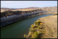 Aerial view of Slaughter River Camp and  cliffs. Upper Missouri River Breaks National Monument, Montana, USA ( color)