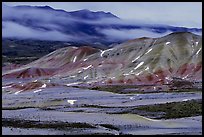 Painted hills at dusk in winter. John Day Fossils Bed National Monument, Oregon, USA (color)