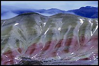 Painted hills, winter dusk. John Day Fossils Bed National Monument, Oregon, USA