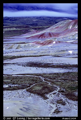 Blue light on Painted hills at dusk. John Day Fossils Bed National Monument, Oregon, USA