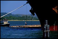 Timber, tugboat, and cargo boat bow. Oregon, USA