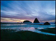 Seastacks and clouds at sunset. Oregon, USA (color)