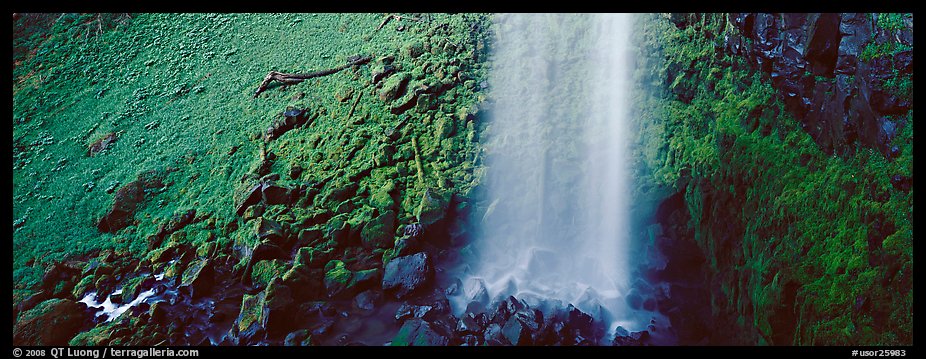 Waterfall and mossy cliffs. Oregon, USA (color)