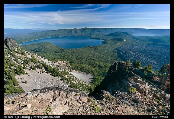 Newberry Caldera area from Paulina Peak. Newberry Volcanic National Monument, Oregon, USA