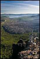 East Lake and big obsidian flow from Paulina Peak. Newberry Volcanic National Monument, Oregon, USA