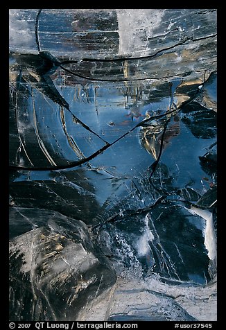 Close-up of obsidian glass. Newberry Volcanic National Monument, Oregon, USA (color)