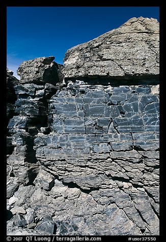 Black obsidian rock formation. Newberry Volcanic National Monument, Oregon, USA