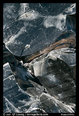 Obsidian glass close-up. Newberry Volcanic National Monument, Oregon, USA