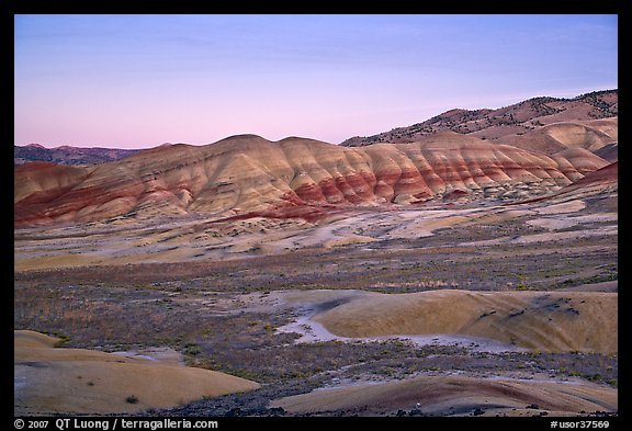 Painted hills at dusk. John Day Fossils Bed National Monument, Oregon, USA (color)