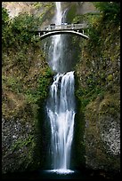 Lower Multnomah Falls and Benson Bridge. Columbia River Gorge, Oregon, USA