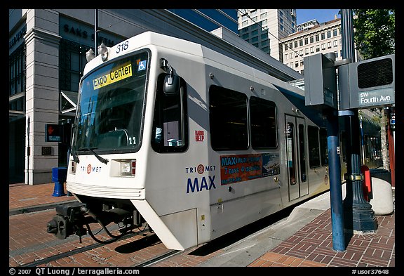 Tram, downtown. Portland, Oregon, USA (color)