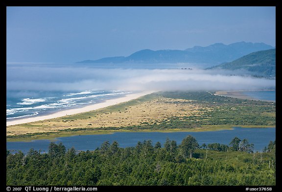 River estuary and fog near Cap Meares. Oregon, USA (color)