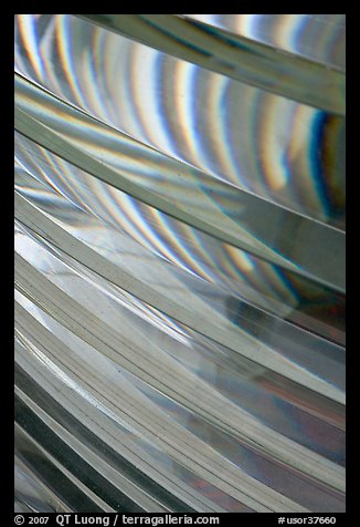 Pattern in lighthouse Fresnel lens, Cap Meares. Oregon, USA (color)