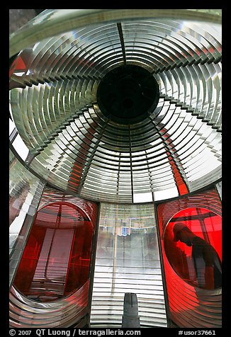 Light and glass prism, Cap Meares lighthouse. Oregon, USA (color)